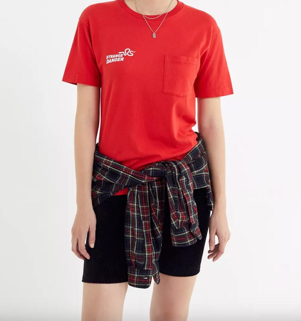 AGOLDE Stranger Danger Red Cotton Snake Crewneck Short Sleeve T-Shirt Tee M